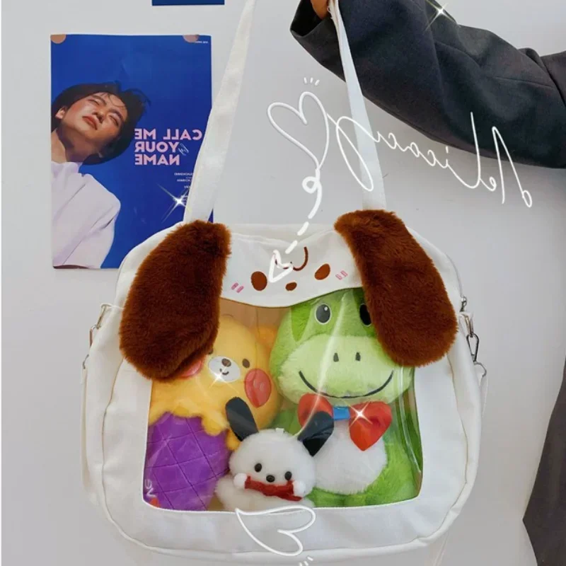 

2024 Cute Canvas Cartoon Ita Bag Plush Toy Kawaii Crossbody Bags New Adorable Bear Doll Shoulder Bags Large Capacity сумка