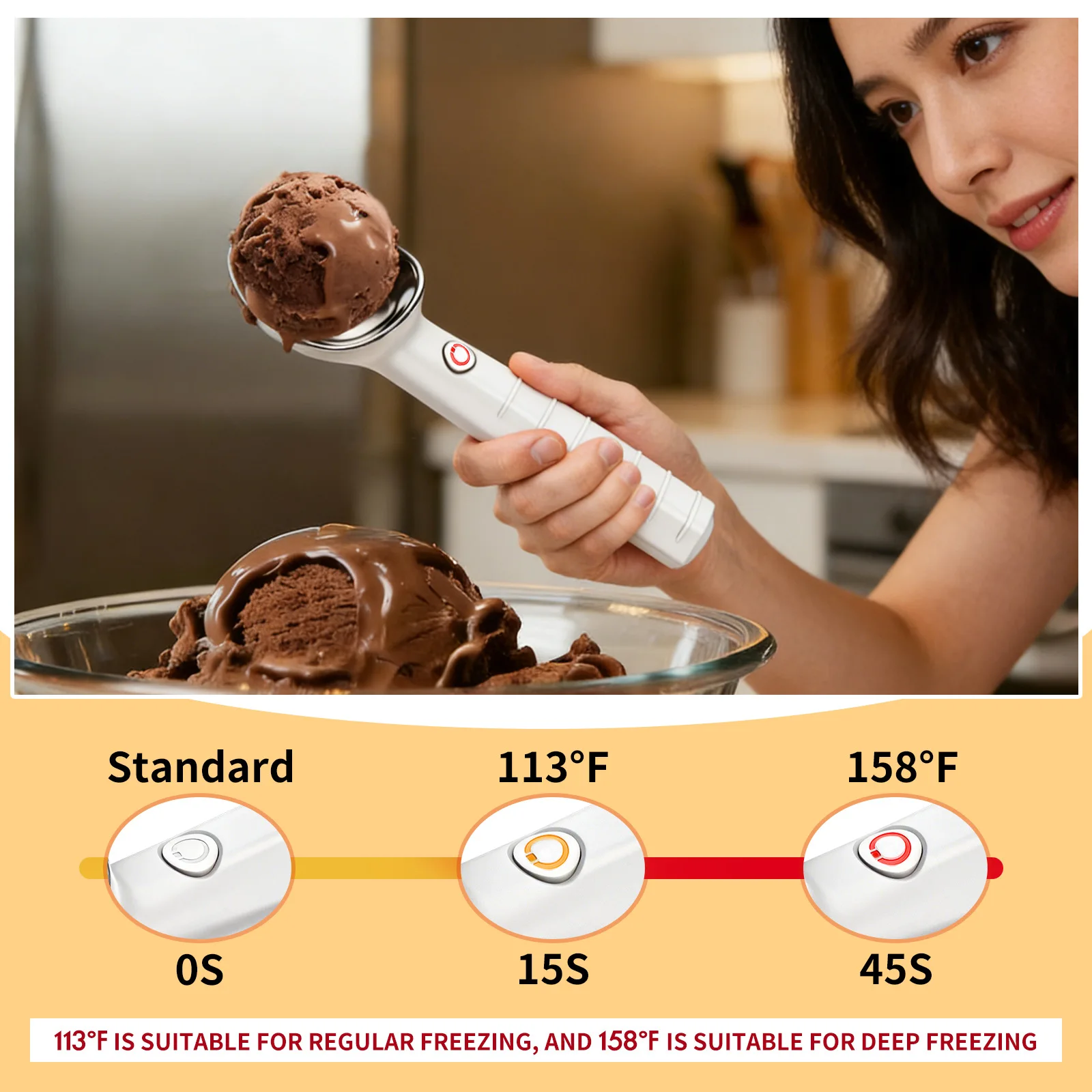 Stainless Steel Heating Ice Cream Digging Spoon Electric Heating Ice Cream Spoon Heating Self-melting Digging Ball