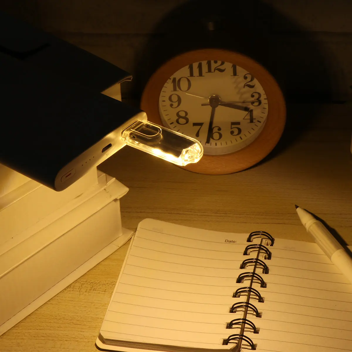 2Pcs LED Night Light USB Mini Lamp U Disk Shape Aluminum Material Portable for Desk Book Reading Laptop Keyboard Illumination