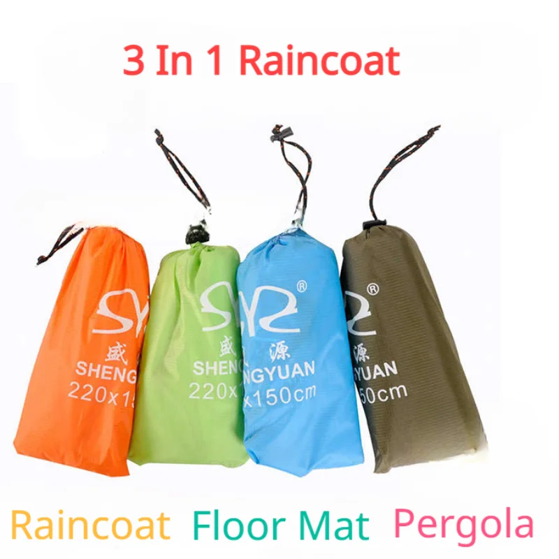 Waterproof Outdoor Raincoat Multifunctional 3 In 1 Floor Mat Rain Cover for Mountain Climbing Camping Slicker Hiking Accessories