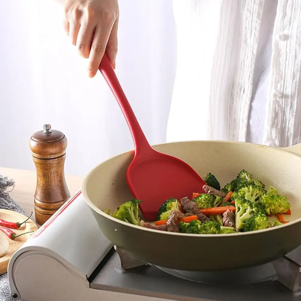 Asian Silicone Wok Spatula Nonstick Heat-Resistant Stir Fry Turner Rubber Cooking Shovel Cooking