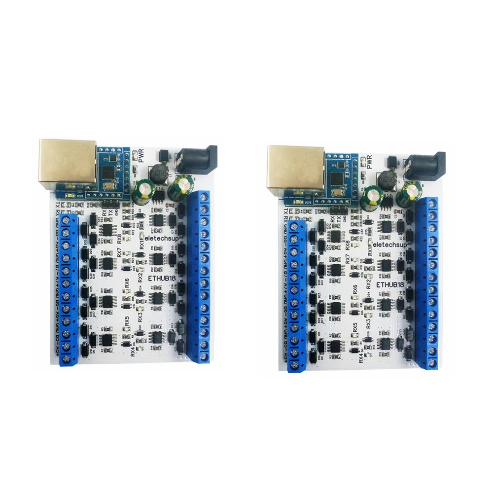 2PCS ETHUB18 Ethernet Network RJ45 to 8 Port RS485 HUB Converter for Modbus RTU