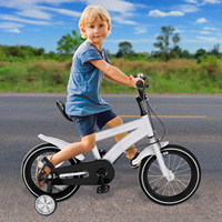 14-Inch Children's Bicycle White Height Adjustable with Training Detachable Support Wheels Kids Bike