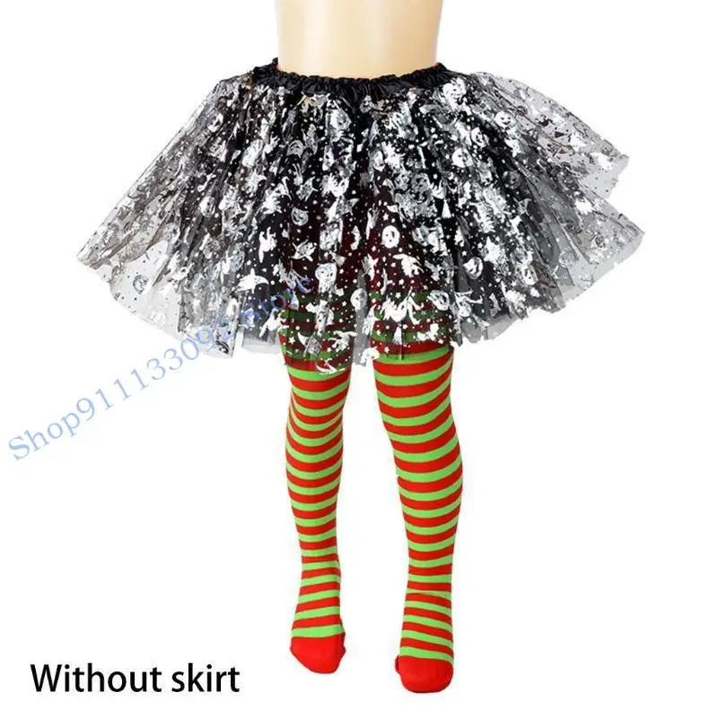 H9ed Kids Girls Halloween full full calze calze cartone animato Spiderweb Skeleton Striped collant costume da festa