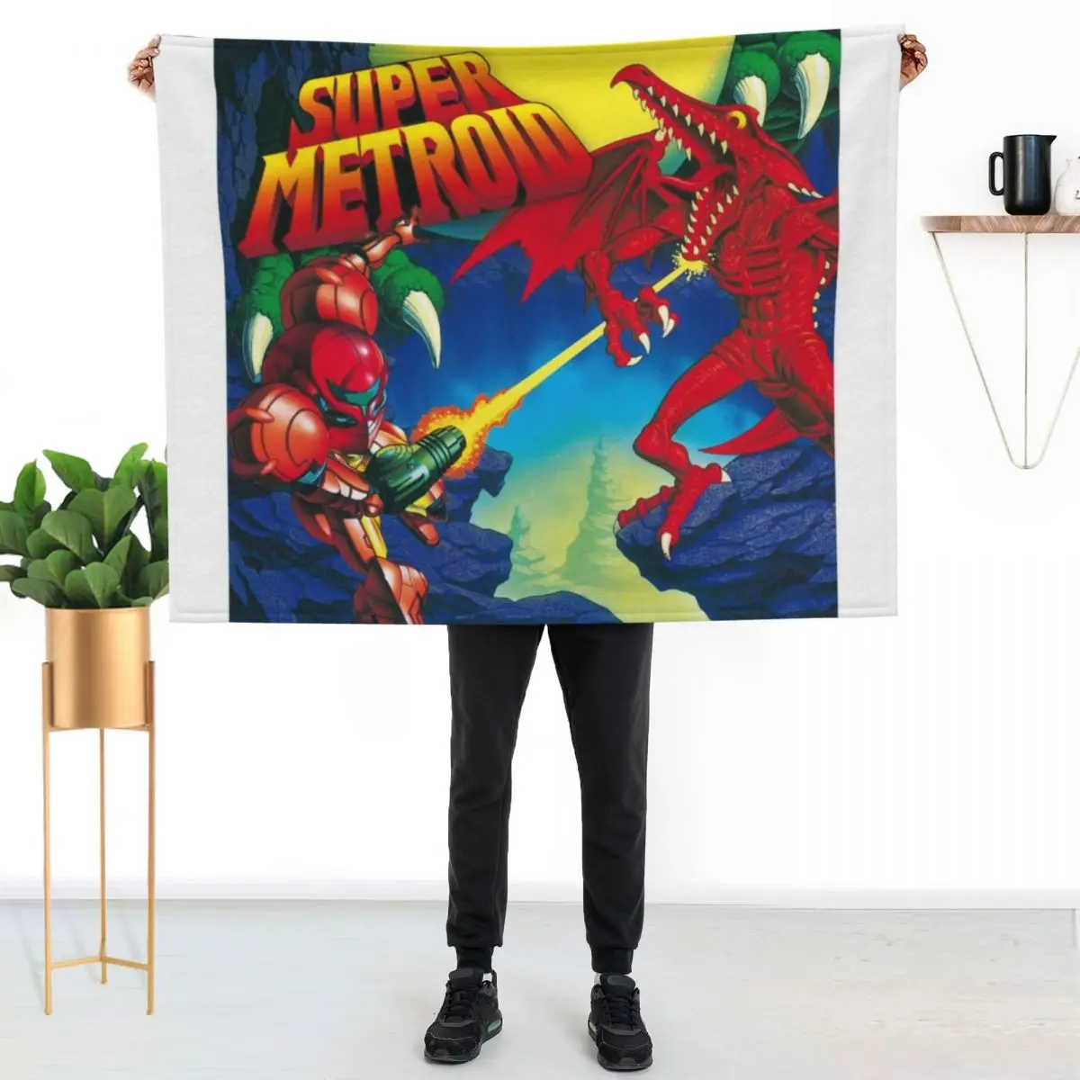 Retro Super Metroid Throw Blanket Cozy Throw Blanket Birthday Gift for Him Her