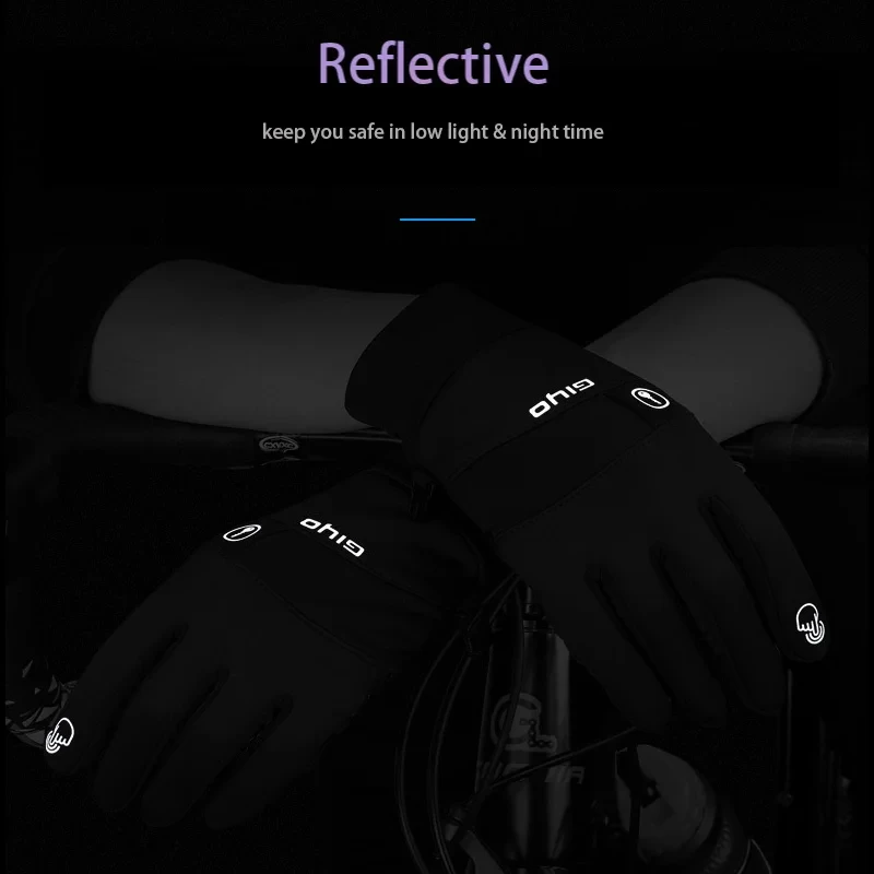 GIYO Winter Cycling Gloves Men Women Touch Screen Anti-slip Windproof Thermal Gloves Bicycle Outdoor Sports Full Finger Mittens