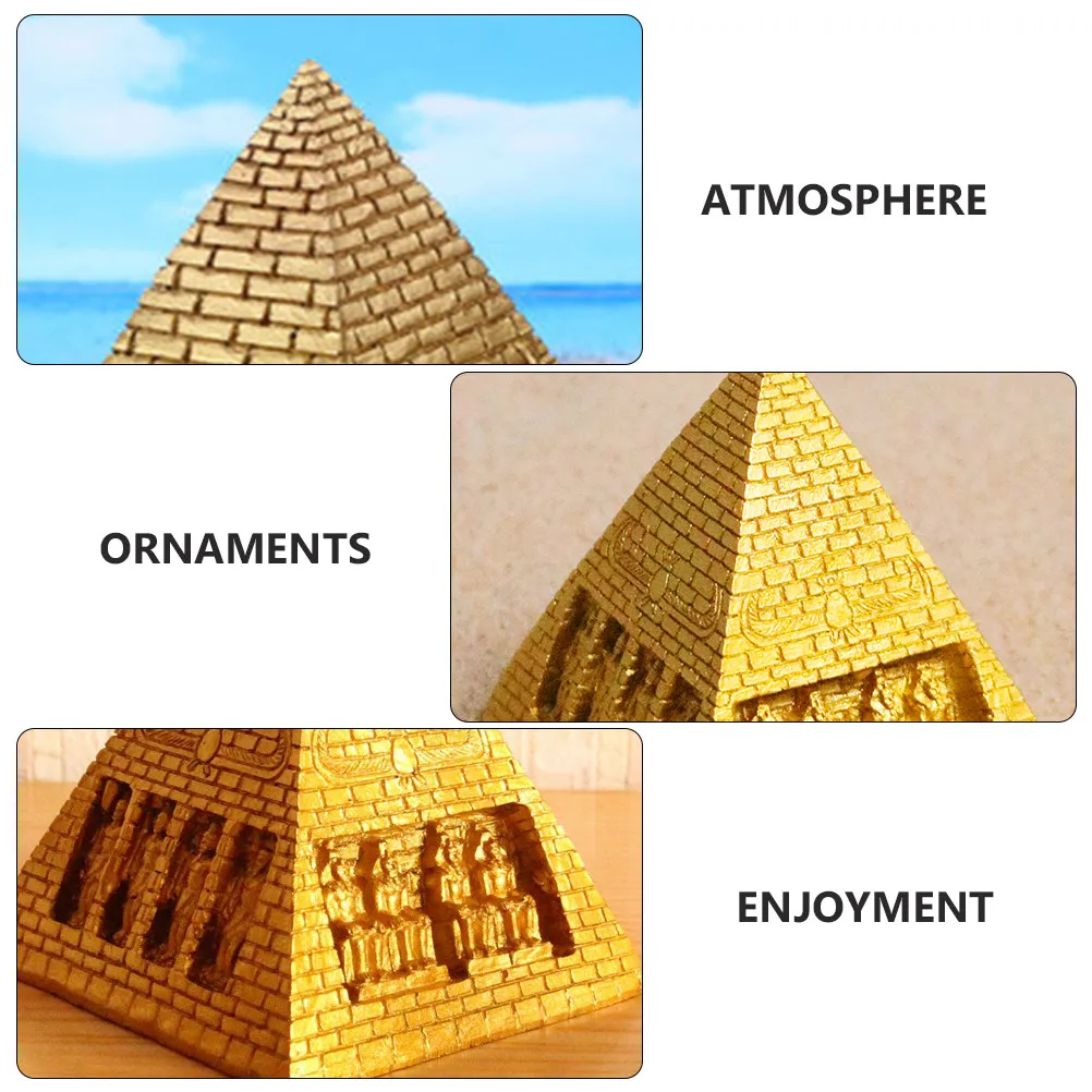 2Pcs Resin Pyramid Ornament Mysterious Khufu Pyramid Crafts Desktop Decoration Home Ornament Divination Supply Collection Gift