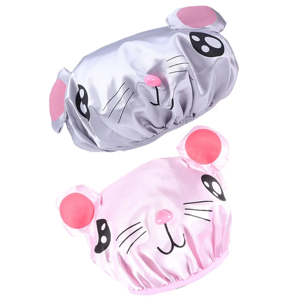 2 قطعة قبعة استحمام للأطفال لينة البوليستر Peva الاستحمام قبعة مرونة صالح قابلة لإعادة الاستخدام غطاء للشعر للأطفال قبعة استحمام قابلة لإعادة الاستخدام قبعات للأطفال #2