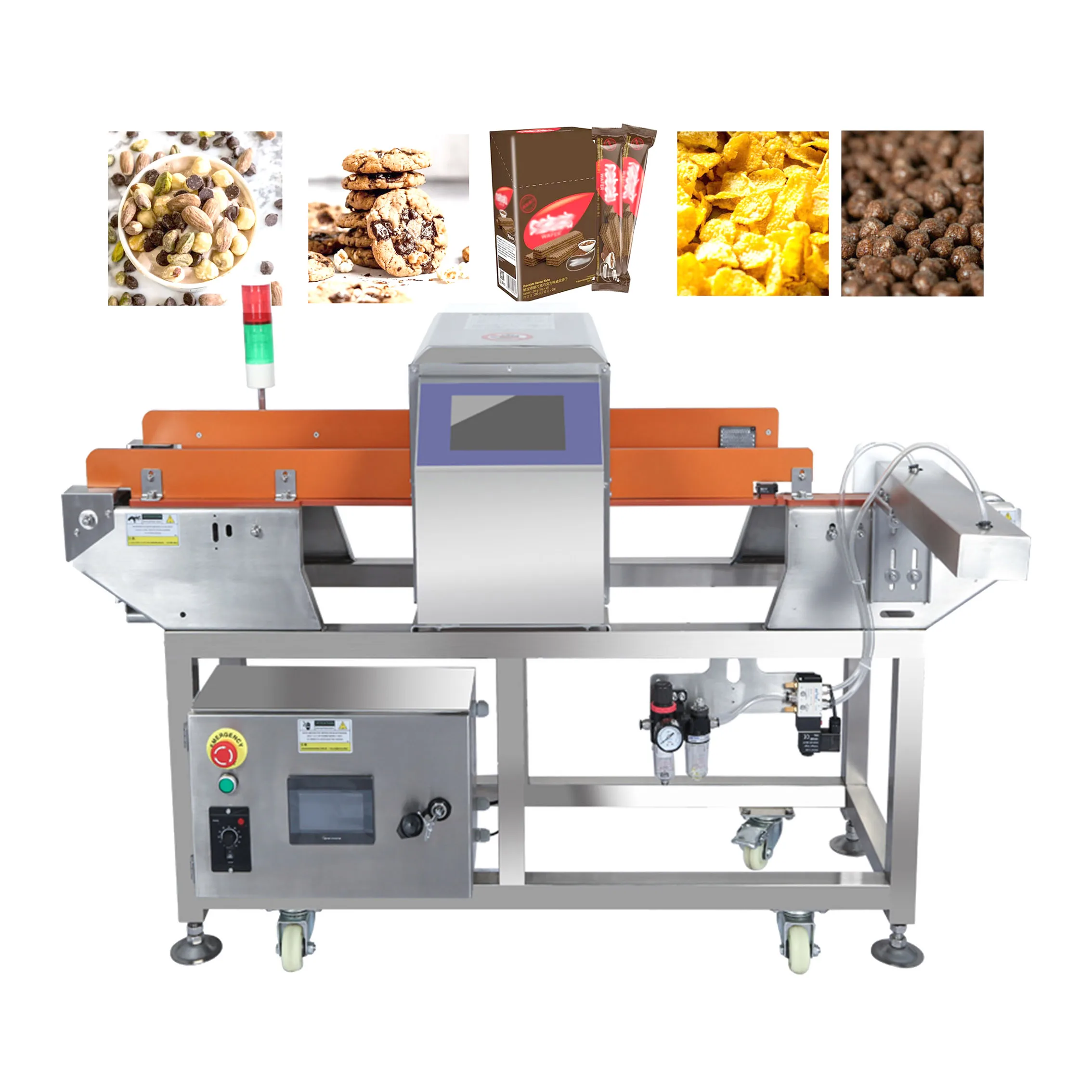 High Accuracy Digital Industrial Metal Detector Machine for Food Factories Equipped Steel Foreign Object Inspection for Metal
