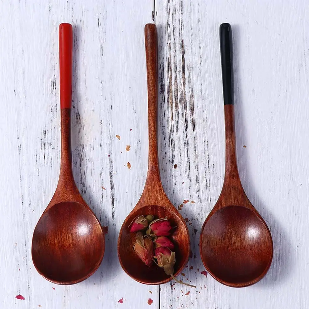 Hand Made Japanese Style Dessert Coffee Teaspoon Ice Cream Tableware Soup Spoon Utensils Wooden Spoon