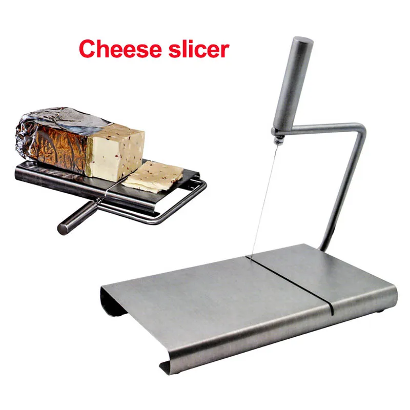 Rebanador de queso de acero inoxidable, tabla de cortar mantequilla, herramientas de corte de postre de pastel, Foie Gras, cortador de queso, equipo de cocina, 1 unidad