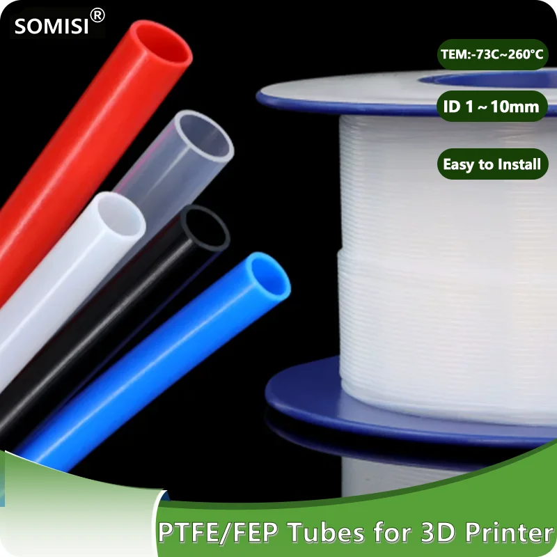 2~10M ID 1 2 2.5 3 4 5 6 7 8 10mm High Temperature Resistant F46 Hard Pipe For 3D Printer Rigid PTFE FEP Tubes 600V 3KV Cable