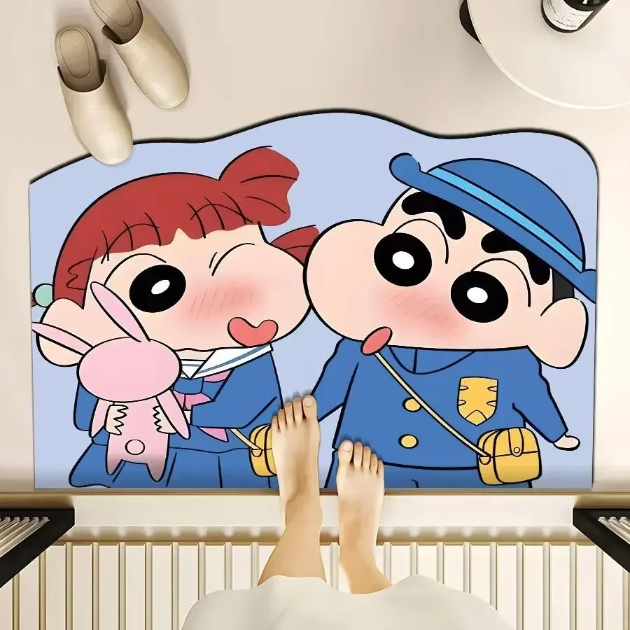 New Anime Cute ‌Crayon Shinchan Bathroom Mat, Cute Girls and Boys Universal Entry Mat Bathroom Absorbent Mat Accessories