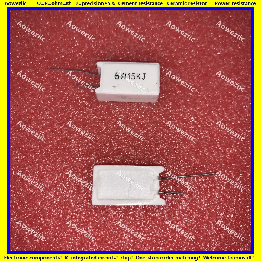 10Pcs RX27-5 Vertical Cement Resistance 5W 15K ohm 15KR 15KRJ 5W15KJ 15000R 15000ohm 5W15K Ceramic Resistance precision 5%