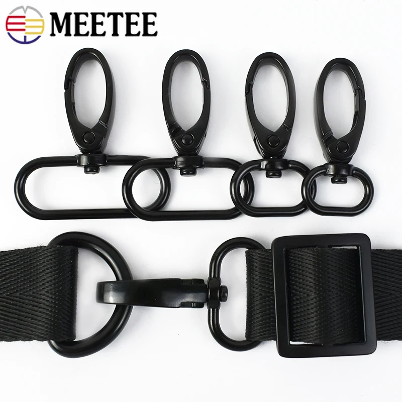 5Pcs Meetee 16-38mm Black Metal Swivel Lobster Clasps Buckle Trigger Clip Keyring Bag Belts Backpack Strap Hook Accessories