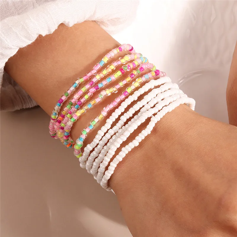 Böhmische handgemachte bunte Perlen Armband für Frauen niedlichen Sommer Strand Regenbogen Blume Armband Mädchen Boho Schmuck Großhandel – Detail 6