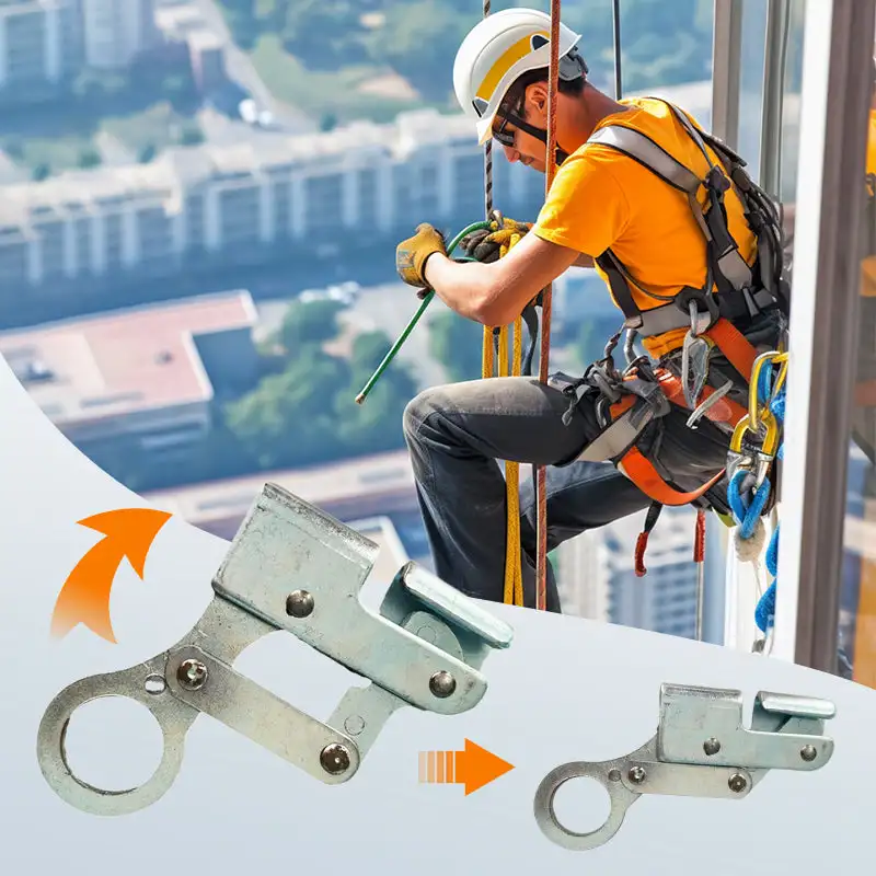 

Self Locking Rope Grab with Spring Round Hole Strong Load Bearing Safety Rope Grab Device for Fire Rescue Aerial Work