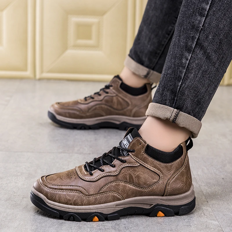 Shoes for Men Flat Bottom Wear-resistant Winter Leisure Sports Shoes New Thick Cotton Shoes Fashion Autumn PU Mountaineering