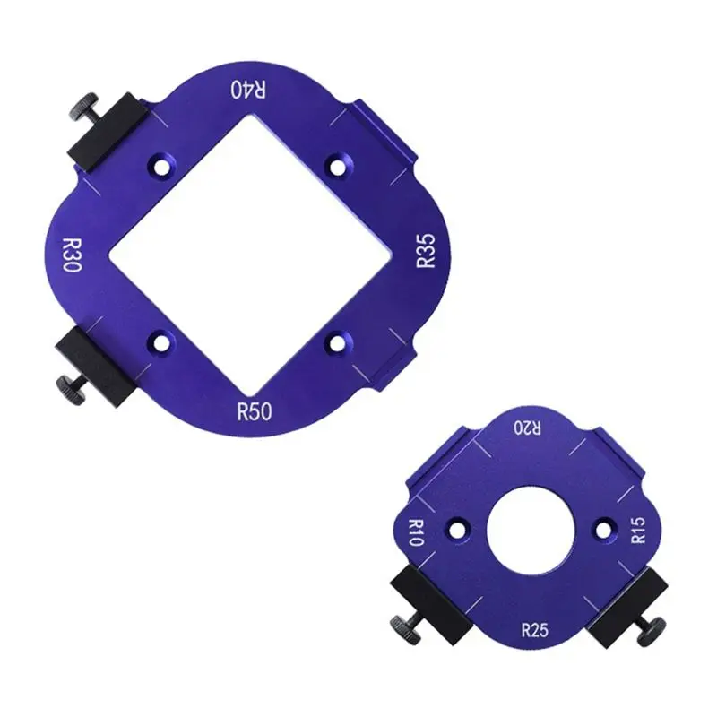 WORTHOWN-Round Corner Radius Template Set Aluminium Corner Radius Jig Wooden Board Arc Cutting Auxiliary Tool R10-R25&R30-R50