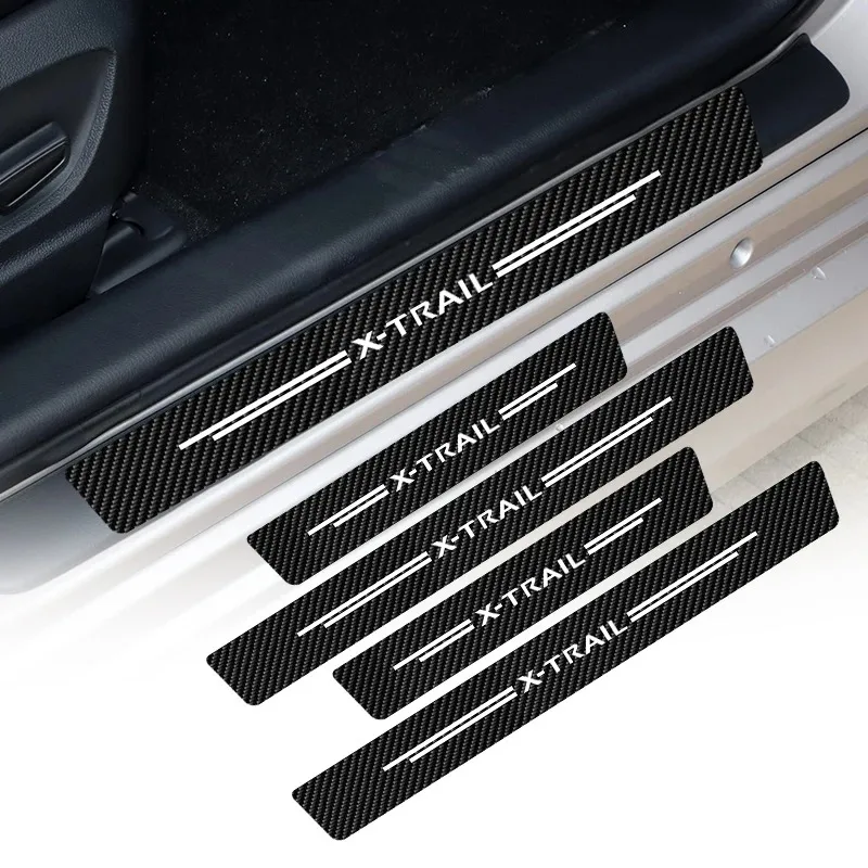 

5pcs For Nissan Xtrail X Trail T30 T31 T32 Car Door Sill Threshold Stickers Carbon Fiber Auto Trunk Bumper Pedal Protector Pads