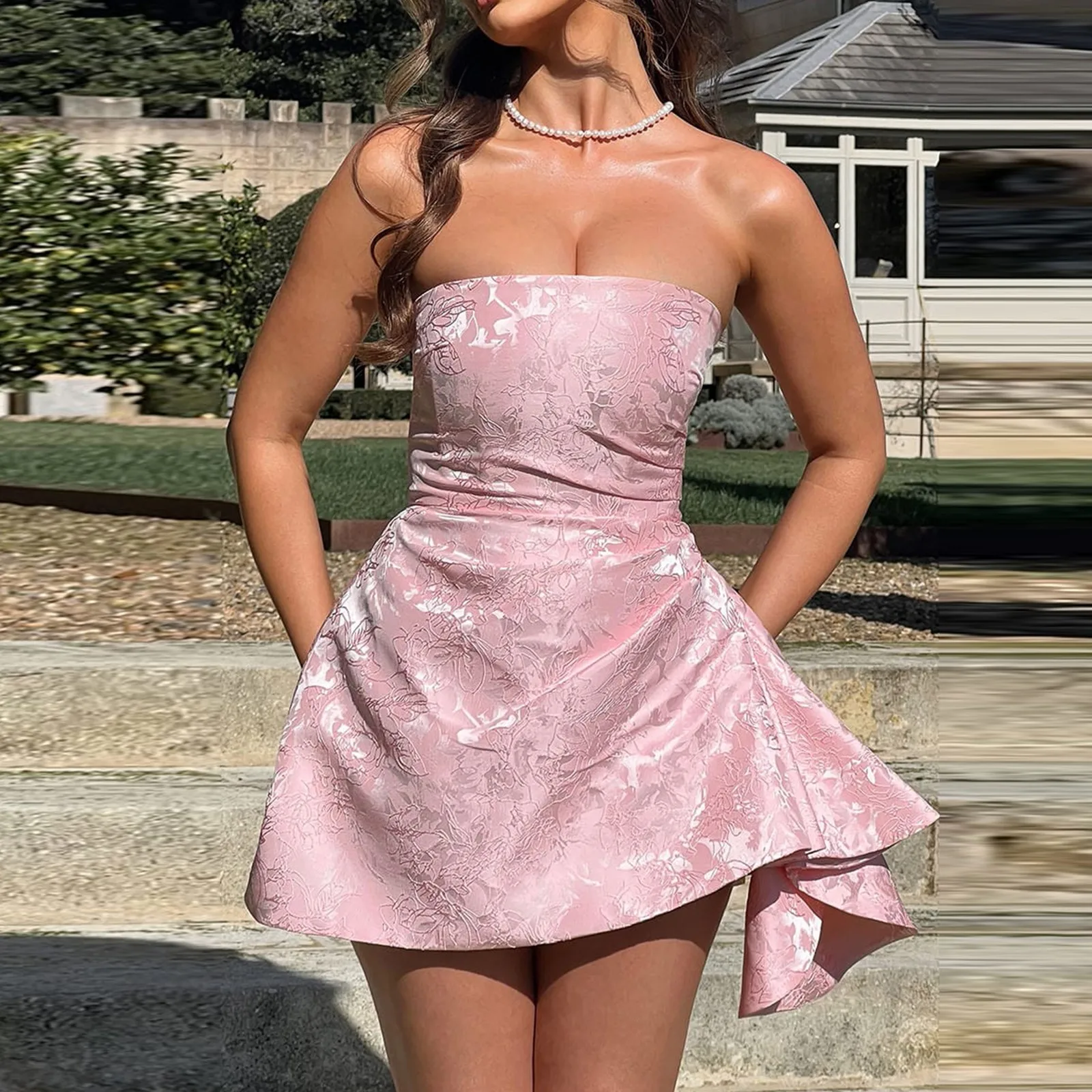 Frauen Modische Druck Rundhals Lose Kurzarm Tasche Pullover Kleid Schwarz Kleid Frau Kleid Vestido Feminino