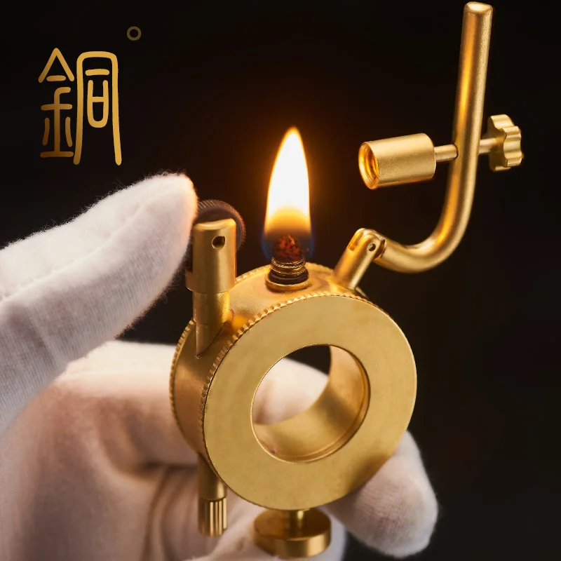 Handmade Pure Copper Windproof Kerosene Lighter Nostalgic Cigarette Lighter Retro Lamp Play Waterproof Antique Collection