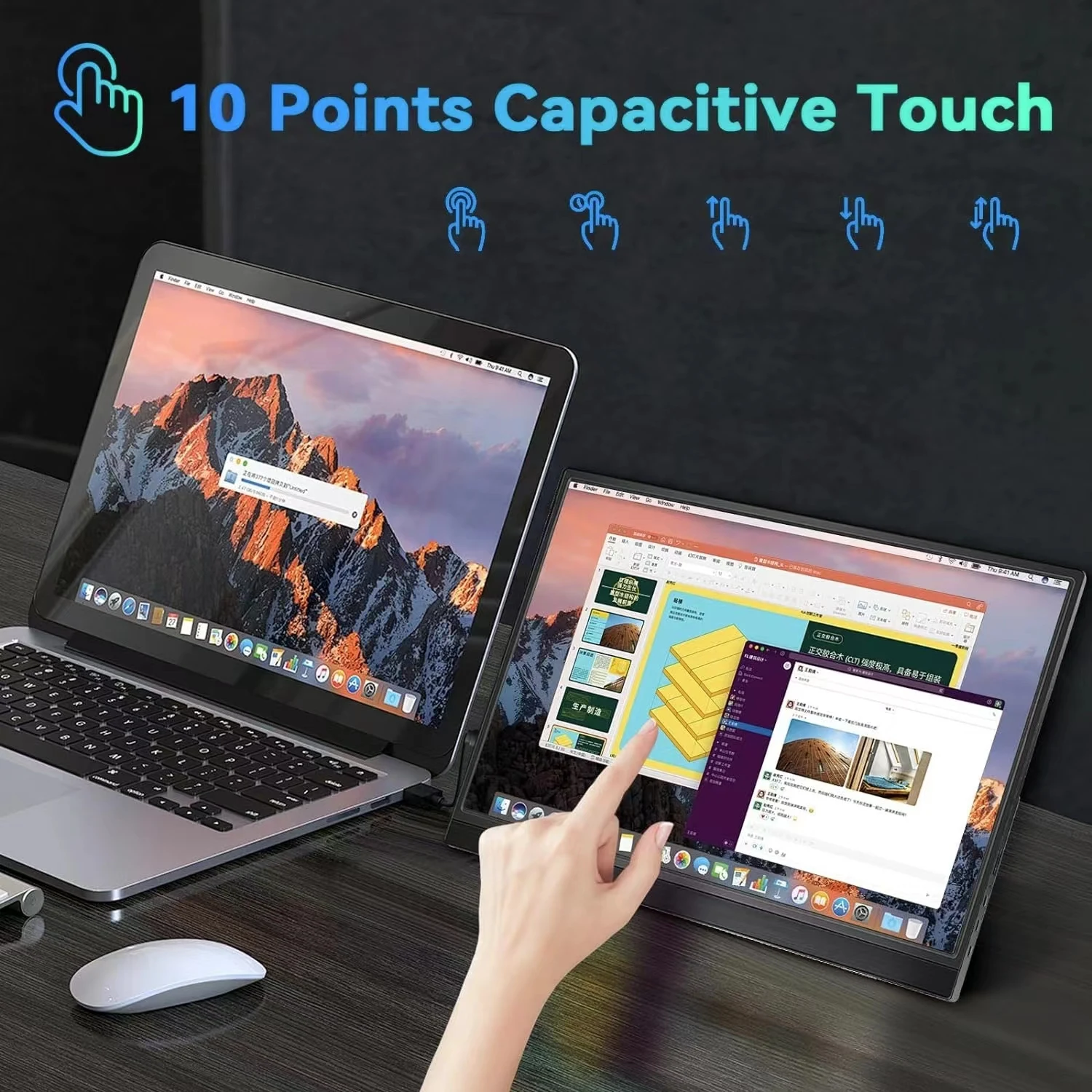 AHXJKA 15.6 بوصة شاشة لمس محمولة للألعاب كمبيوتر محمول تمديد عرض سبائك الألومنيوم HDMI صغير لـ PS/Steam/Deck/Switch/PC/Mac