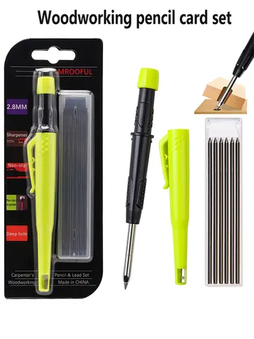 Woodworking Pencil Card Set, Deep Hole Marking and Drawing, with 2.8mm Reliable and Durable Lead, for Carpenters Engineering