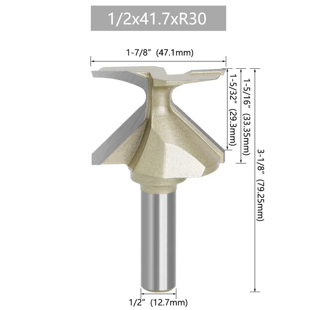 1pc R18/R30/R50 Arc Bending Router 1/2\'\' Shank Seamless Gold Molding Wood Router Arc Integrated Drill Bit For Wood Furniture