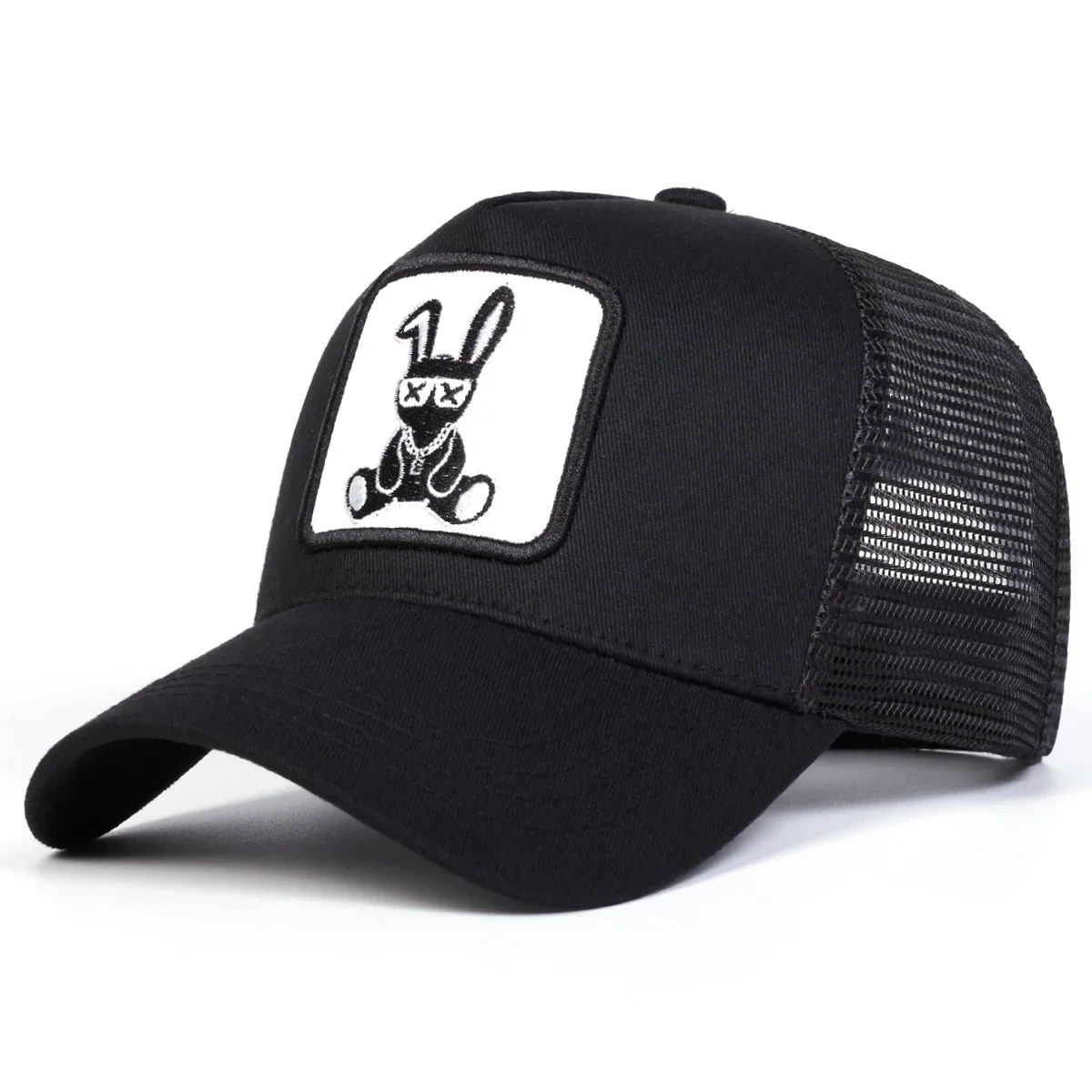 Unisex Cartoon Rabbit Embroidery Baseball Net Caps Outdoor Adjustable Spring and Summer Casual Sunscreen Hat
