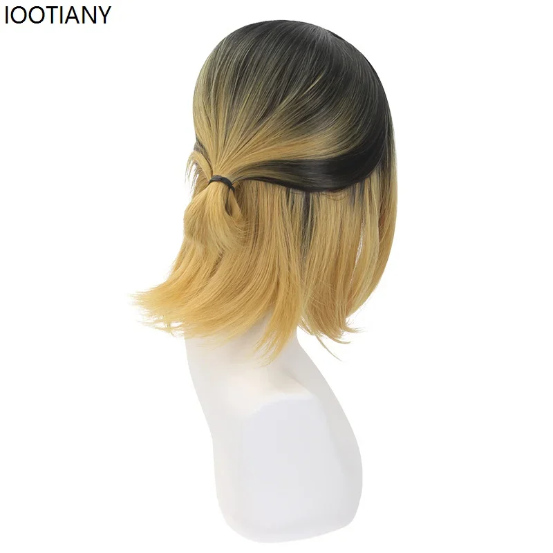 CosplayHalloween أنيمي كينما كوزومي شعر مستعار تأثيري شقراء مصبوغ أسود محاكاة مقاومة للحرارة الشعر الاصطناعية عطلة حفلة نصف Ti #5