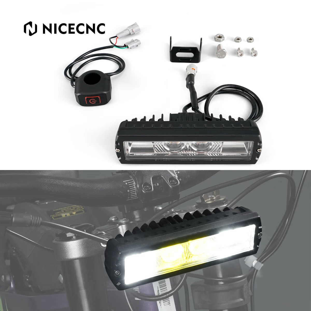

NICECNC For Surron Light Bee X S L1E For Segway X160 X260 Plug & Play LED Headlight Spotlight Light Switch Electric Dirt Bike