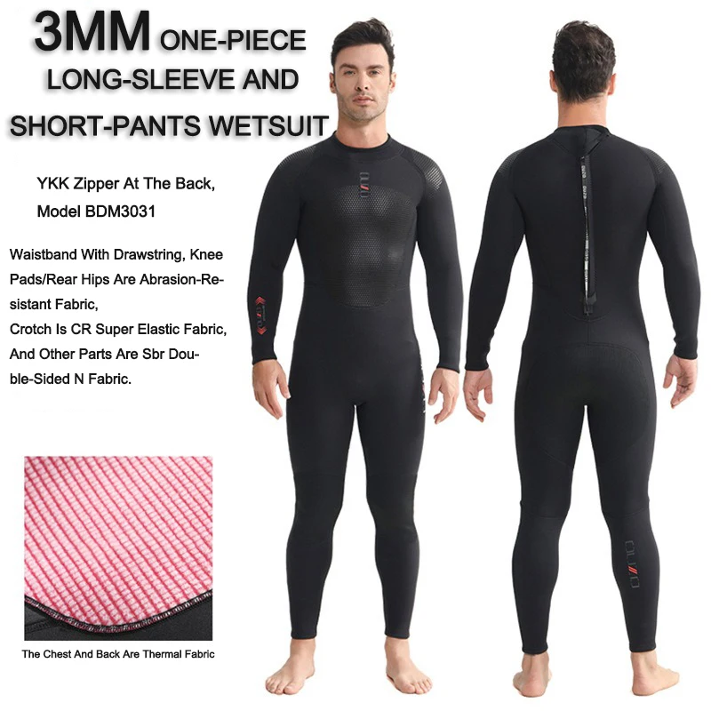 

3MM Neoprene Wetsuit for Men - Full Body/Two - Piece, Warm, Quick - Dry Diving Suit for Surfing & Snorkeling