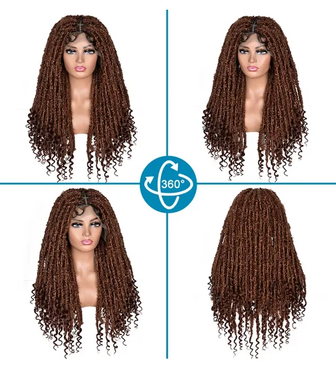 Faux Locs geflochtene Perücken für schwarze Frauen, Schmetterlings-Vollspitze-Locs-Perücken mit Babyhaar, knotenlose Dreadlock-Locs, gehäkeltes geflochtenes Haar