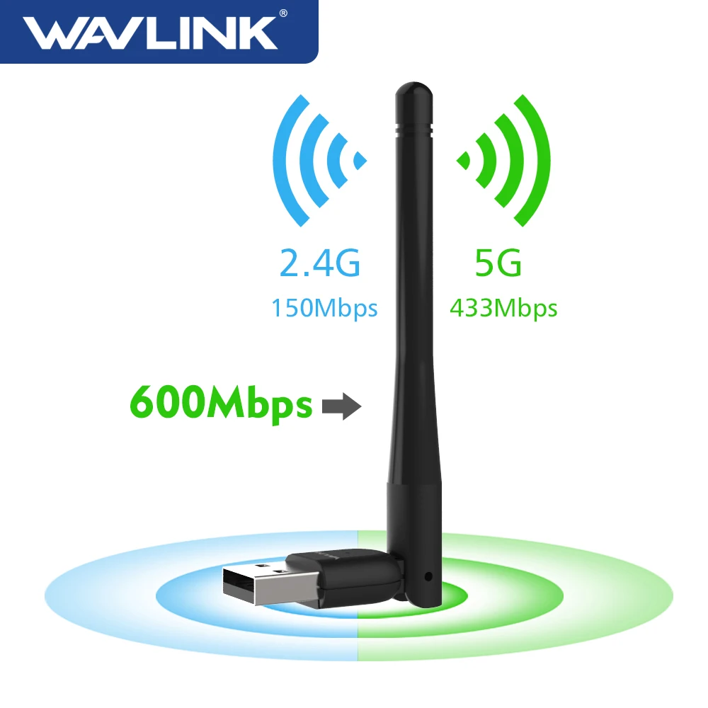 Wavlink USB Wifi Adapter 600Mbps 5Ghz Wireless Network Card USB WiFi Adapter Ethernet Wi-fi Dongle Usb Lan PC Wi Fi Receiver