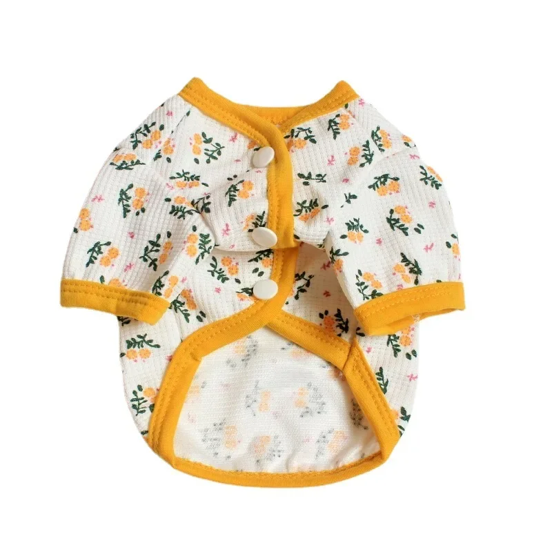 INS Pet Floral Cardigan Dog Clothing Autumn Floral Puppy Clothes Teddy Bichon Dog Cat T-shirt Cardigan Pet Clothes Dog Coat