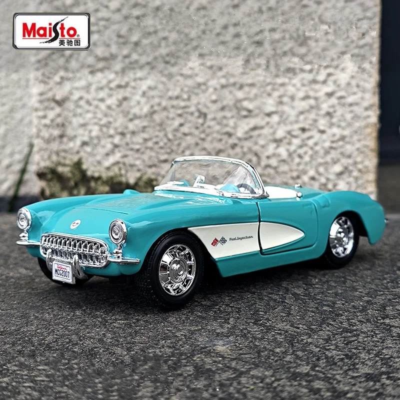 Maisto 1:24 1957 Chevrolet Corvette Alloy Roadster Car Model Diecast Metal ClassIc Retro Vehicles Car Model Simulation Kids Gift