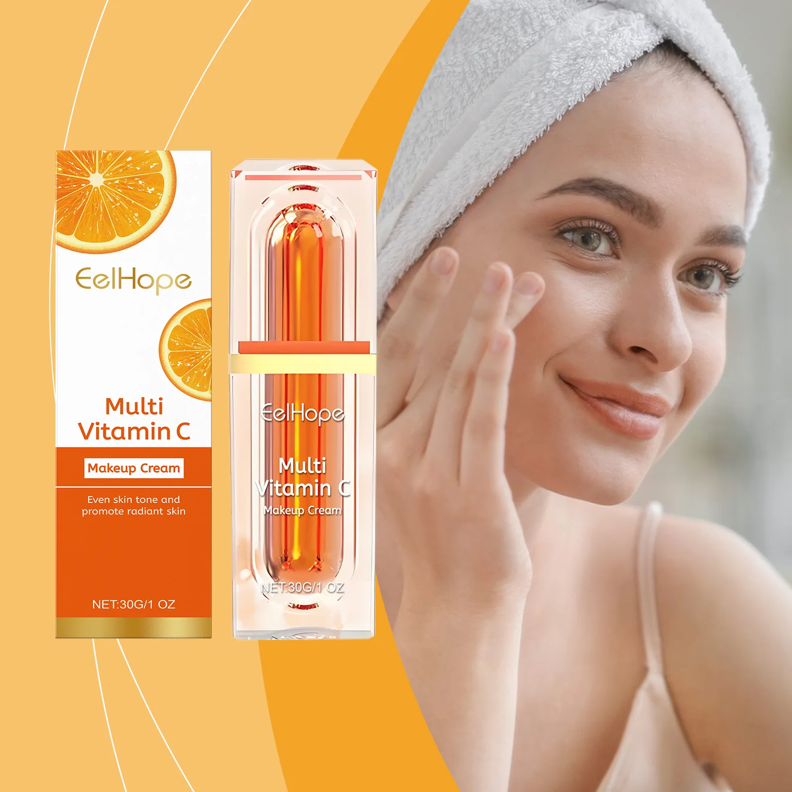

Vitamin C Face Cream Conceal Pores Even Skin Tone up Brightening Moisturize Glow Toning Light Moisturizing Lazy Makeup Cosmetics
