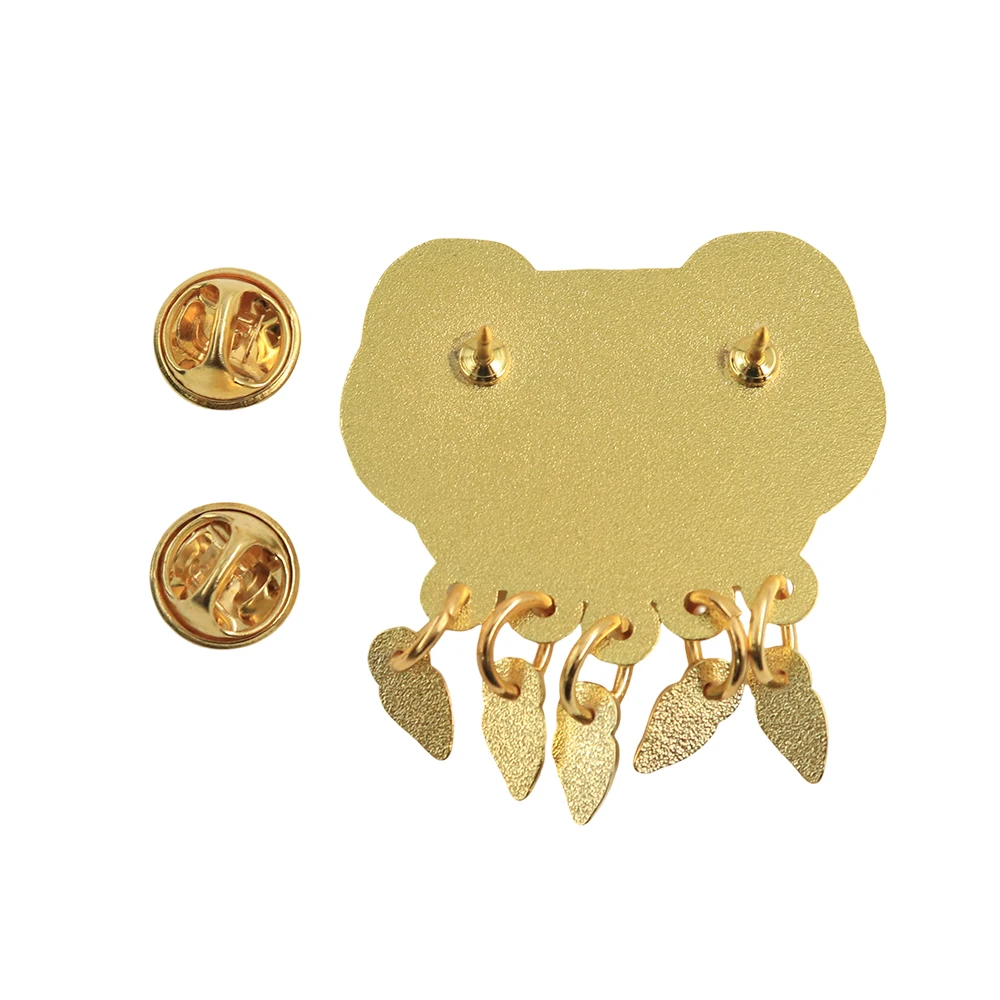 Longevity And Wealth Chinese Retro Gold Lock Enamel Pin Good Wishes Lapel Brooch Children Baby Gift Accessories Pendant Collecti