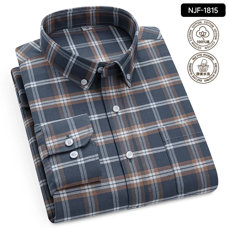 

New in shirt 100%cotton long-sleeve shirts for men slim fit formal plain shirt plaid casual tops items clothes