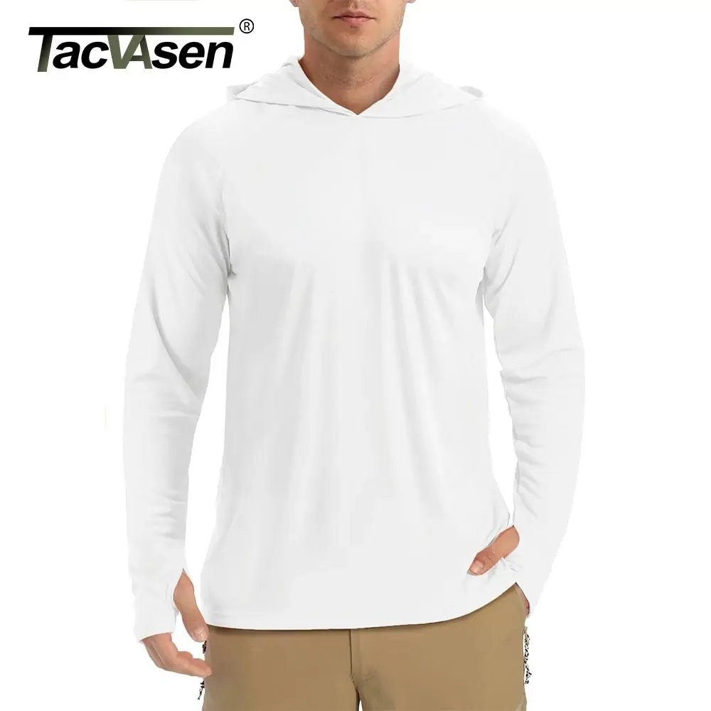 TACVASEN Summer UPF50+ Performance Hiking T-shirts Mens Long Sleeve Sun Protection TShirt Running Quick Dry Hoodie Pullover Tops