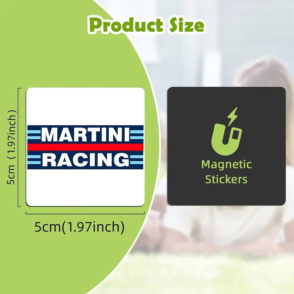 M-Martini-S Racing Livery Stripes Acrylic Refrigerator Magnets Square Sticker Kitchen Office Decor Creative Birthday Craft Gift