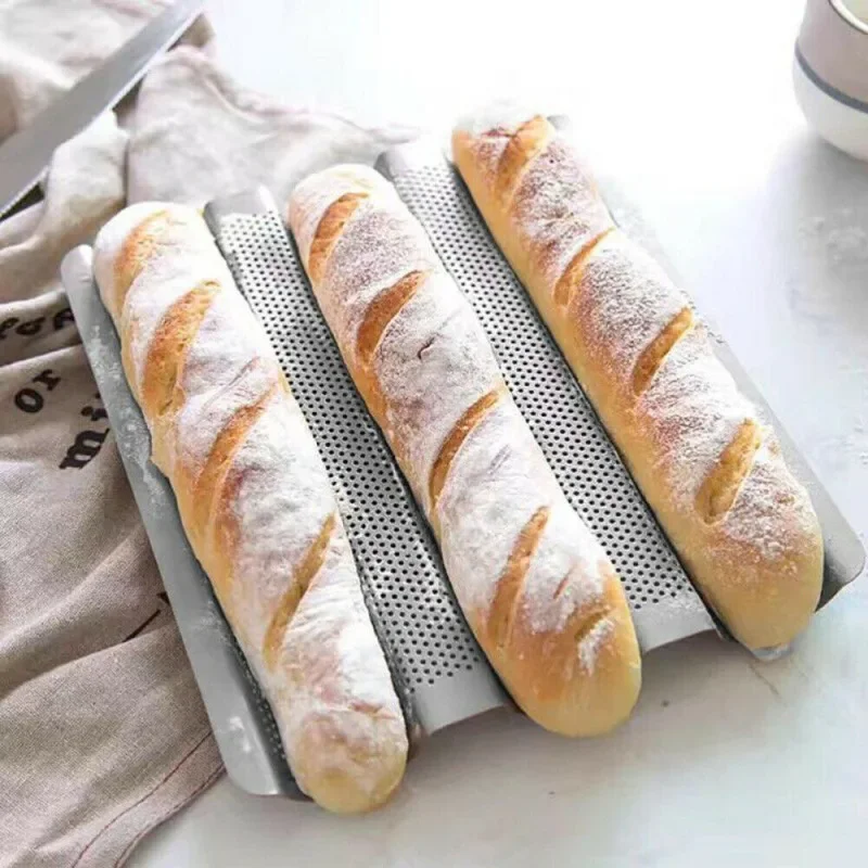 French Bread Mold Bakeware Groove Waves Long Baguette Mold Cake Oven Pastry Tray Toaster Tool Non-stick Tray Baking Dishes