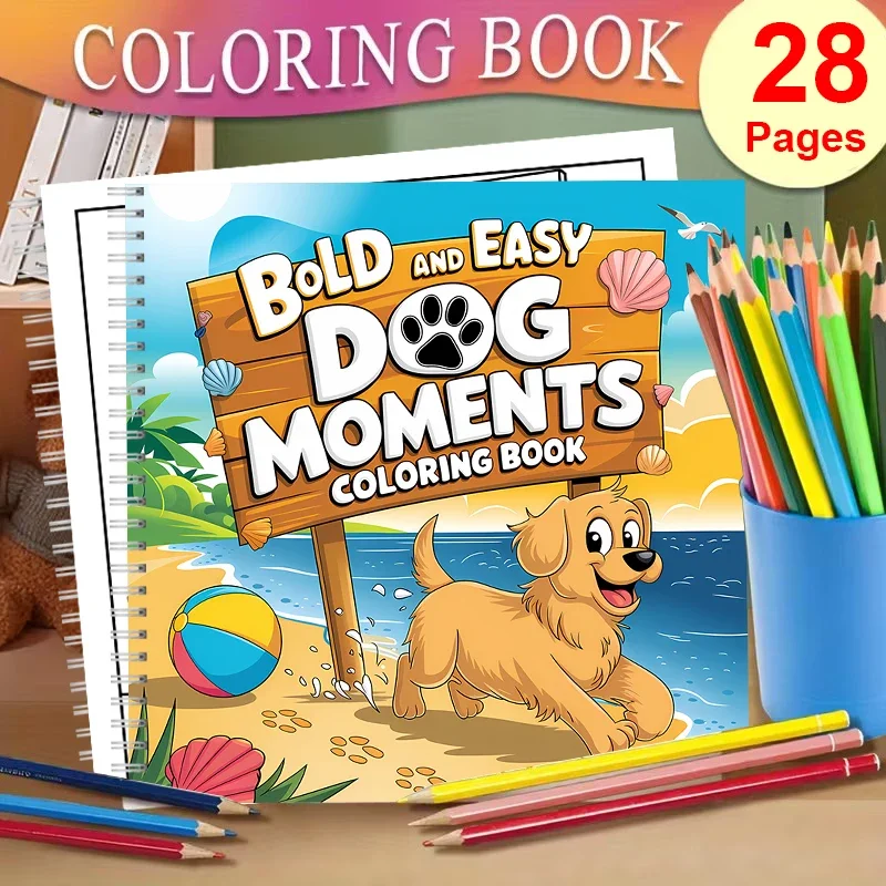 

Книга-раскраска Dog Moments для взрослых, подарок на день рождения, принадлежности для школы, милая книга для рисования для взрослых