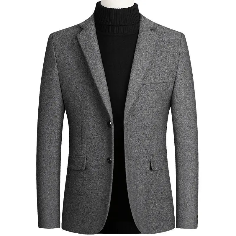 

Business Casual Wool Blazer Men 2025 Autumn and Winter New Solid Men Jacket Regular Fit Long Sleeve Blazers Men's Sport Coats