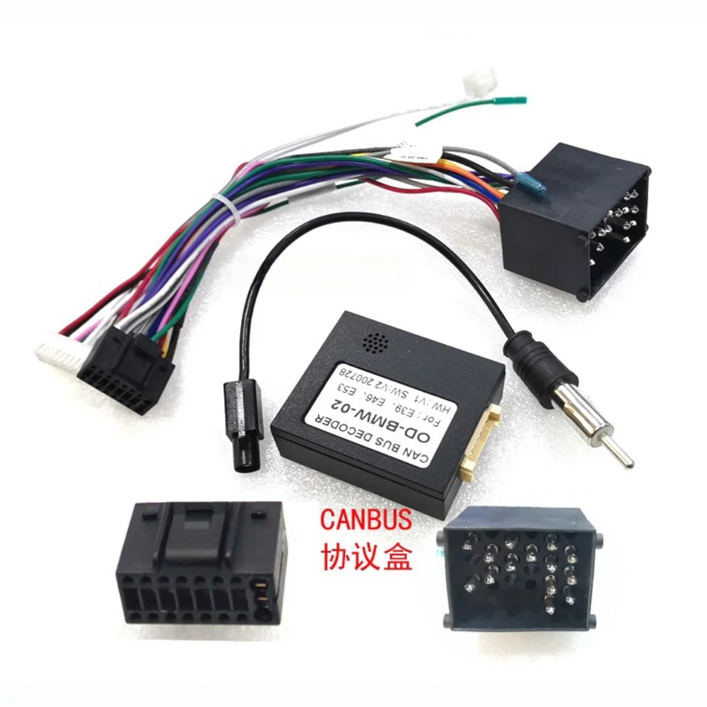 Car Radio Canbus Box Decoder OD-BMW-02 For BMW E39/ E46/E53 Harness Wiring Cables 16 PIN Wiring Harness Plug Power Cable Android