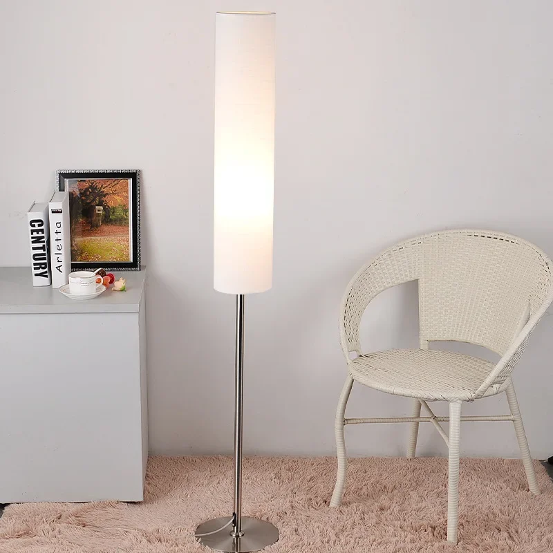 Minimalist Fabric Floor Lamp Living Room Bedroom Study Nordic Personality Creative LED Vertical Table Lamp E27 Bulb Holder