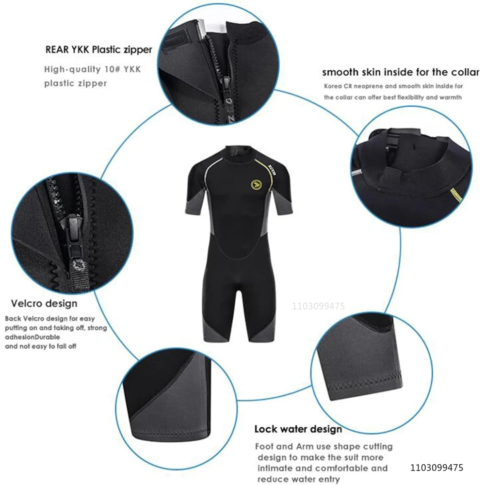 ZCCO Men's Wetsuits 1.5/3mm Premium Neoprene Back Zip Shorty Dive Skin for Spearfishing Snorkel Surf Canoeing Scuba Diving Suits