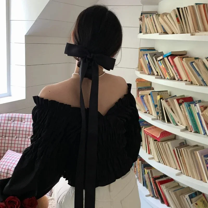 Grampos de cabelo extra longos para mulheres, meninas, fita de cetim, laço grande, rosa, presilha de cabelo, acessórios de cabelo bonitos, joias