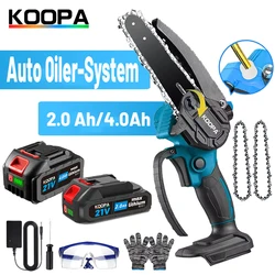 Koopa Tool Mini cordless electric chain saw 6 inches, with automatic refueling system for medium log/tree cutting